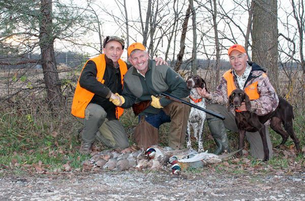 Vadim Jivov, Thomas Pigeon, Ugo Pennacchietti hunt at Ruffwood Game Farm